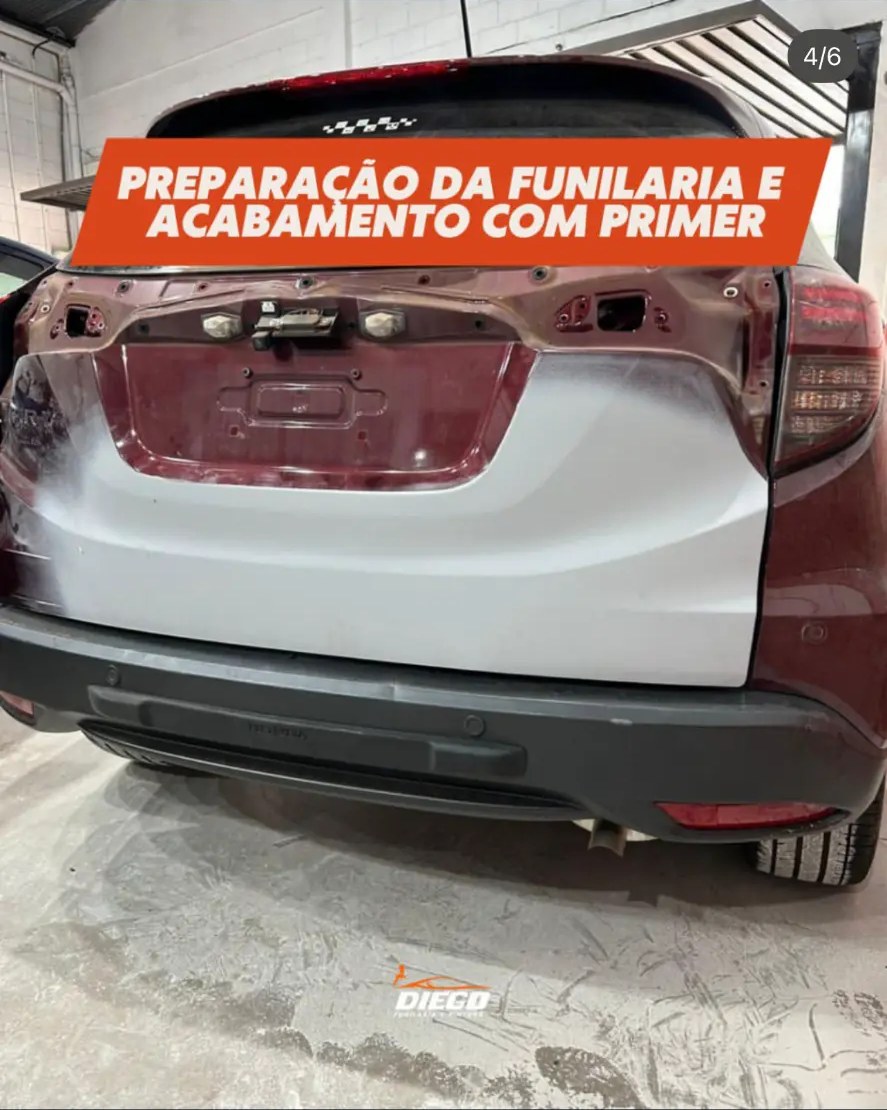 Preparação da funilaria com primer